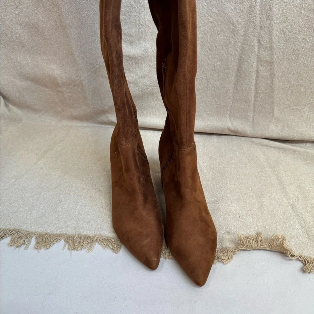 Steve Madden Women's Over the Knee Nifty Boots Brown Faux Suede Size 7M